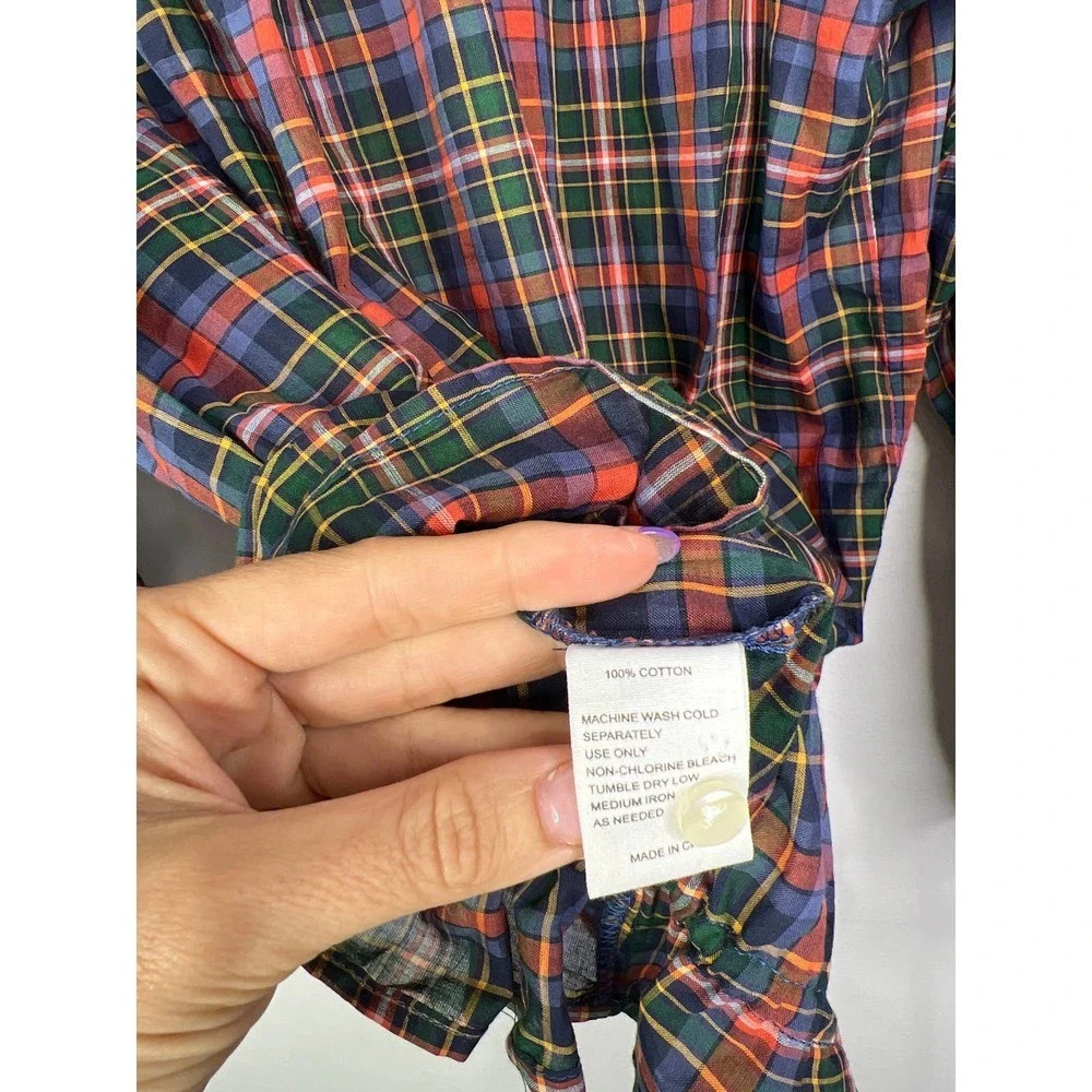 Birds of Paradis Trovata Eunice Square Neckline Ruffle Blouse Trail Plaid M NWT - Picture 10 of 11